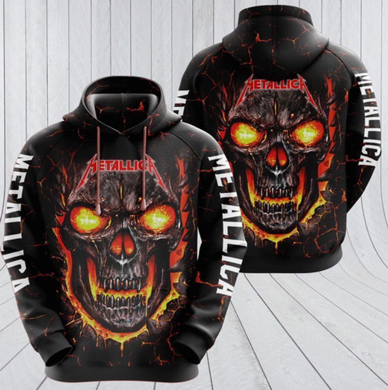 Metallica Band Fire Skull All Over Printed Custom 3d Hoodie
