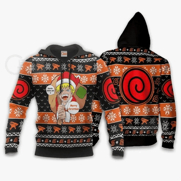 Naruto Ugly Christmas Badge Uzumaki Clan Anime Manga For Men And Women 3d Hoodie Zip Hoodie