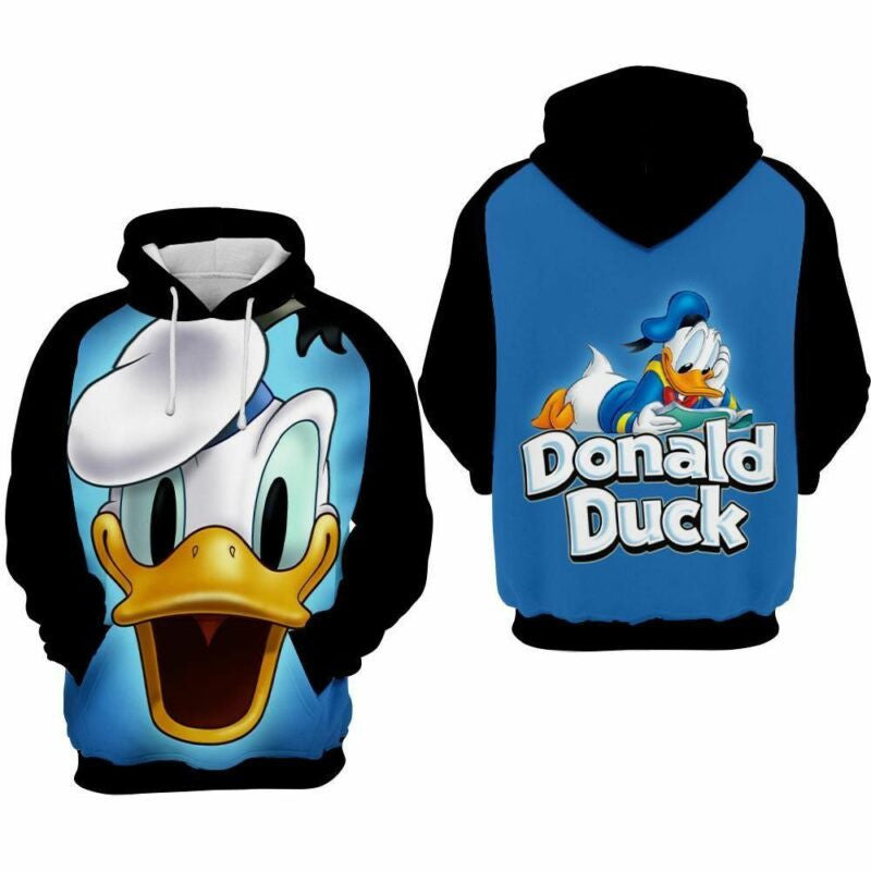 Donald Duck Blue Over Print 3d Hoodie Zip Hoodie