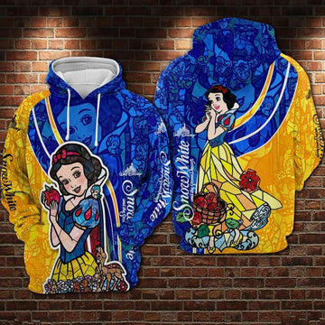 Snow White Stained Glass Style Over Print 3d Hoodie Zip Hoodie