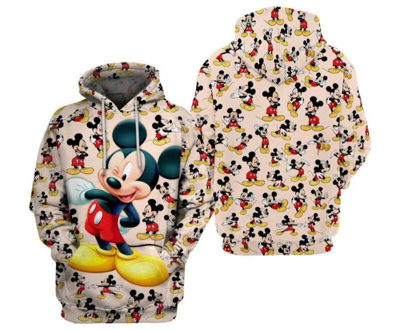 Mickey Pattern Hoodie Zip Hoodie