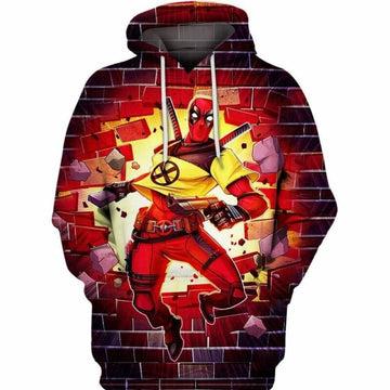 Deadpool X-men Trainee Marvel Over Print 3d Hoodie Zip Hoodie