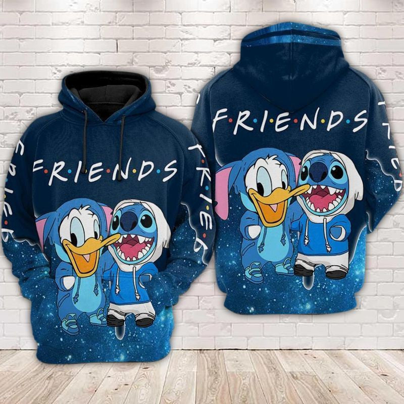 Disney Stitch And Donald Duck Are Friends 3d Hoodie 2