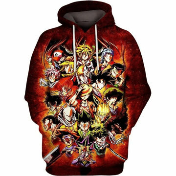 Main Anime Characters Over Print 3d Hoodie Zip Hoodie