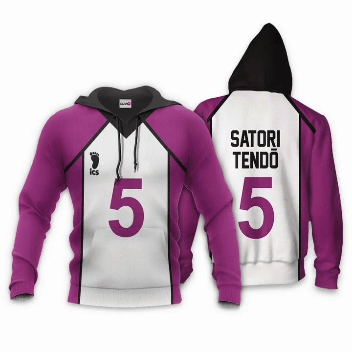 Shiratorizawa Satori Tendo Anime Manga Haikyuu Number 5 For Men And Women 3d Hoodie Zip Hoodie