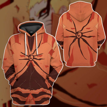 Naruto Baryon Mode Costume Orange 3d Hoodie Zip Hoodie