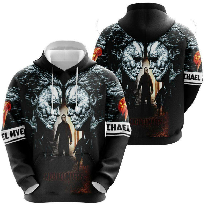 Halloween Hoodie Michael Myers Hoodie Halloween Michael Myers Face To Face White Black 3d Hoodie Zip Hoodie