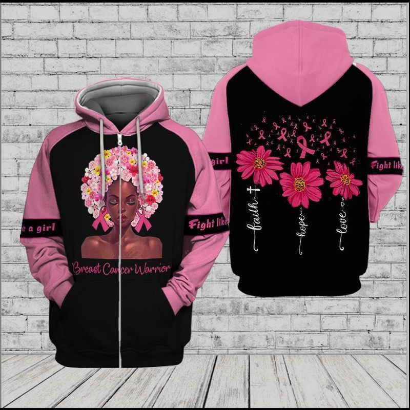 Breast Cancer Awareness Faith Hope Love Black Queen Juneteenth Freedom Day Liberation Day 3d Hoodie Zip Hoodie
