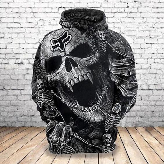 Regular Print Skull Pullover Loose Halloween Men's Hoodies