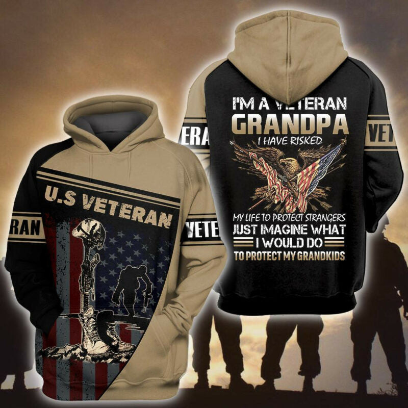 Grandpa Us Veteran Hoodie I'm A Veteran Hoodie Zip Hoodie
