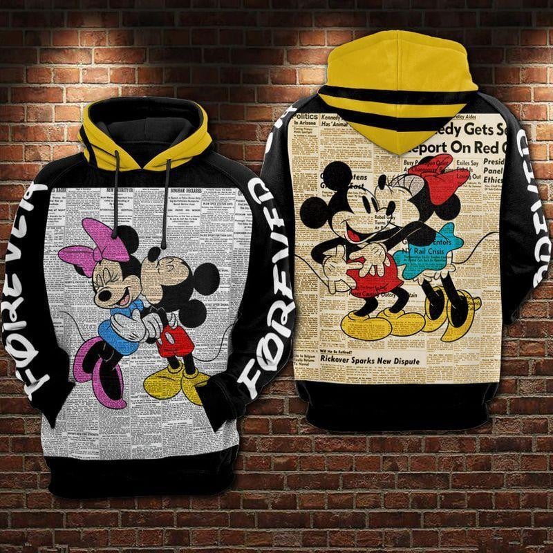 Minnie And Mickey Mouse Old Version Newspaper 3d Hoodie Zip Hoodie