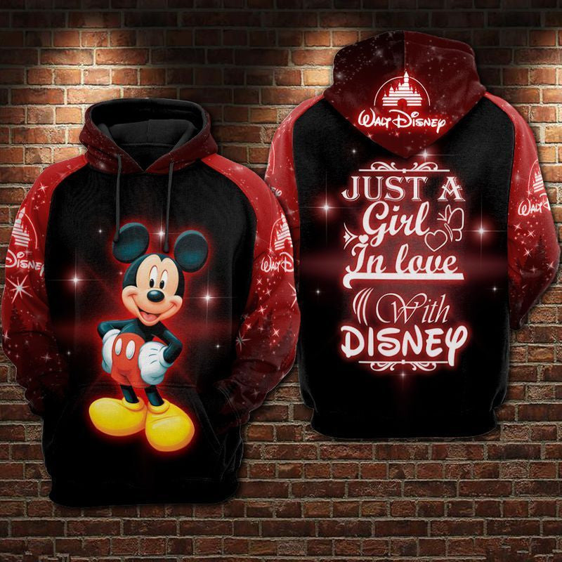 Juts A Girl In Love Mickey Over Print 3d Hoodie Zip Hoodie 618