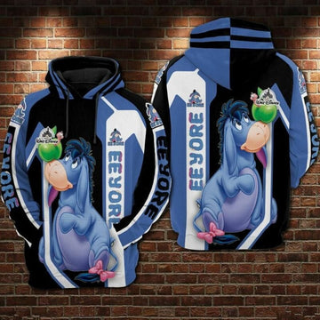 Eeyore And Green Apple Cartoon Winnie The Pooh Walt Disney Over Print 3d Hoodie Zip Hoodie
