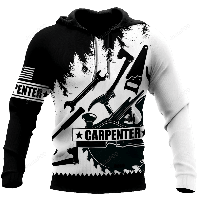 Carpenter Man Tools Black And White 3d Hoodie