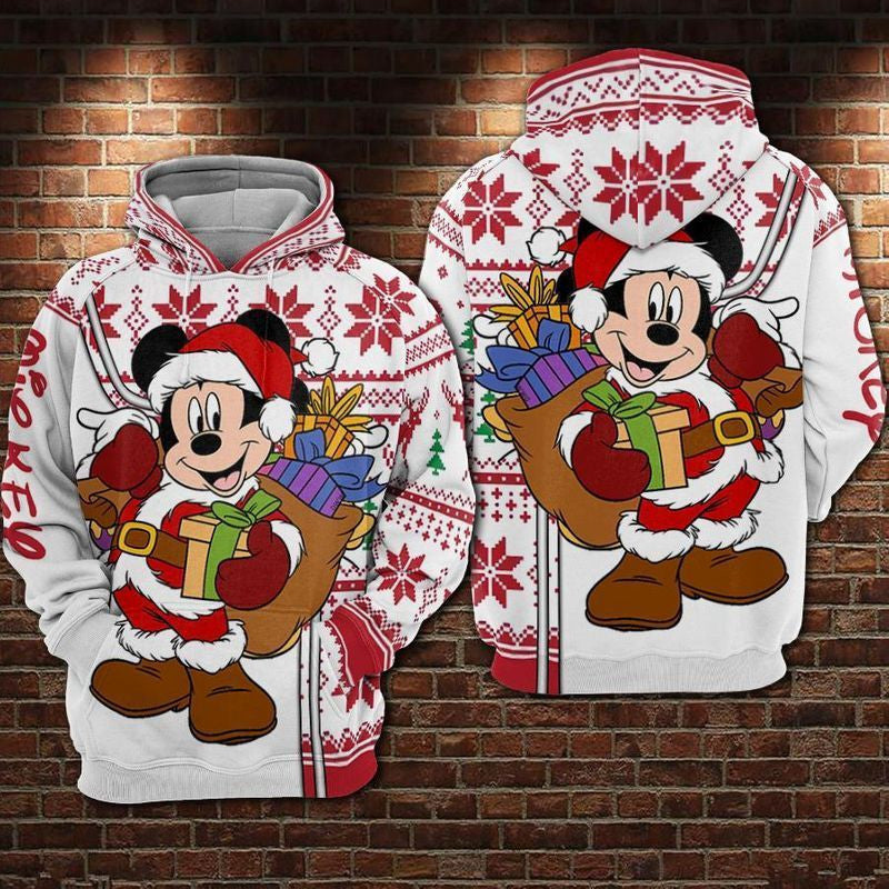 Mickey Mouse Santa Claus Ugly Christmas Over Print 3d Hoodie Zip Hoodie 291