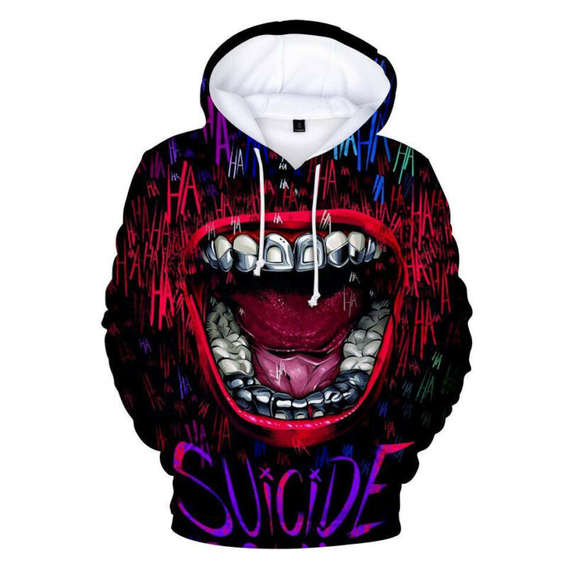 Suicide Squad Hoodie Suicide Squad Joker Blood Red Mouth 3d Hoodie Zip Hoodie
