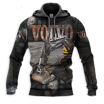 Excavator Volvo Graphic Printed 3d Hoodie
