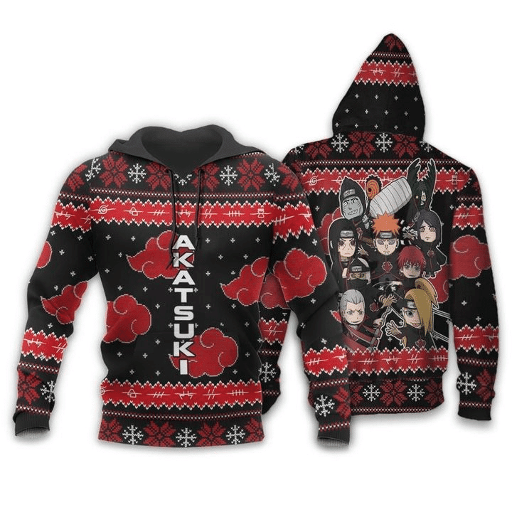 Akatsuki Ugly Christmas Naruto Anime Anime Manga For Men And Women 3d Hoodie Zip Hoodie
