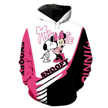 Snoopy And Minnie Mouse All Over Print 3d Hoodie 2