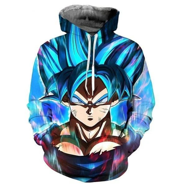 Goku Cartoon Dragon Ball Anime Manga Dark Blue 1 Over Print 3d Hoodie Zip Hoodie