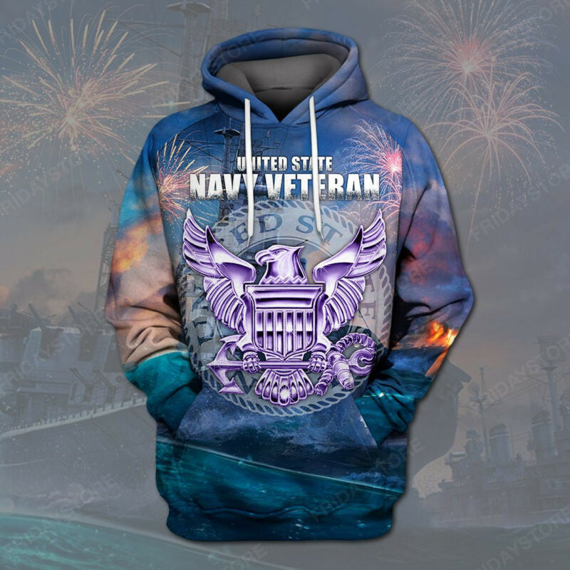 Navy Veteran T-shirt Military 3d Hoodie Zip Hoodie