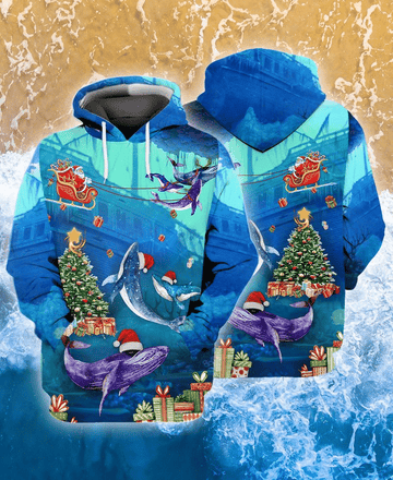 Merry Christmas Santa Claus With Whales Ocean Gift For Men And Women 3d Hoodie Zip Hoodie