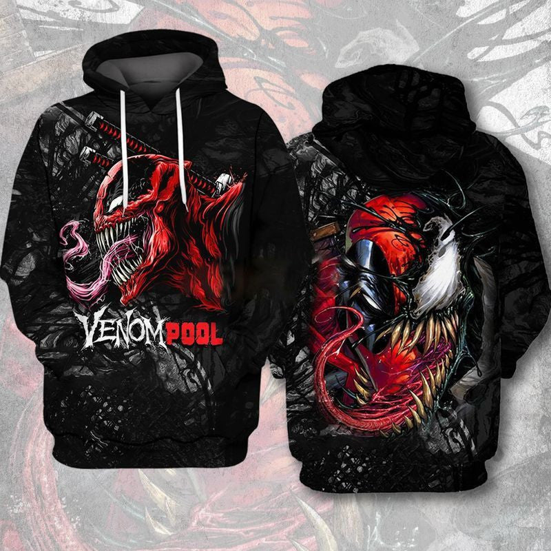 Amazing Venom Deadpool Marvel Over Print 3d Hoodie Zip Hoodie