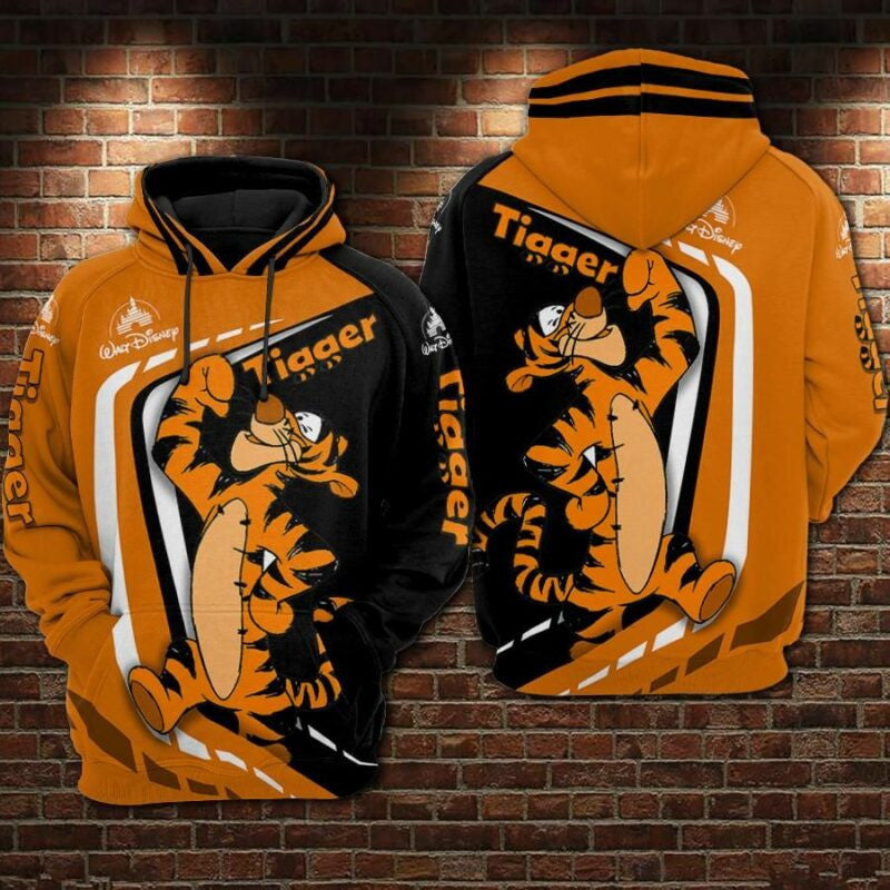 Tigger Cartoon Winnie The Pooh Walt Disney 1 Over Print 3d Hoodie Zip Hoodie