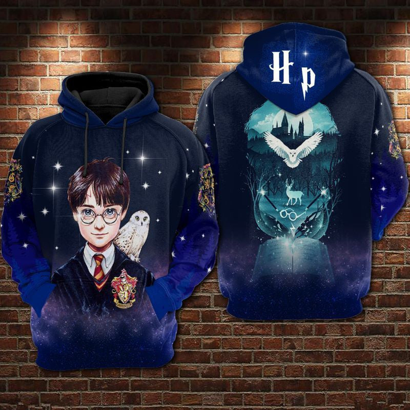 Harry Potter Hogwarts Blue Over Print 3d Hoodie Zip Hoodie