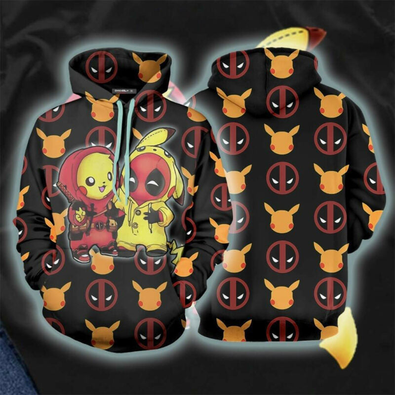 Deadpool 3d Printed Colorful Long Sleeve Hoodie