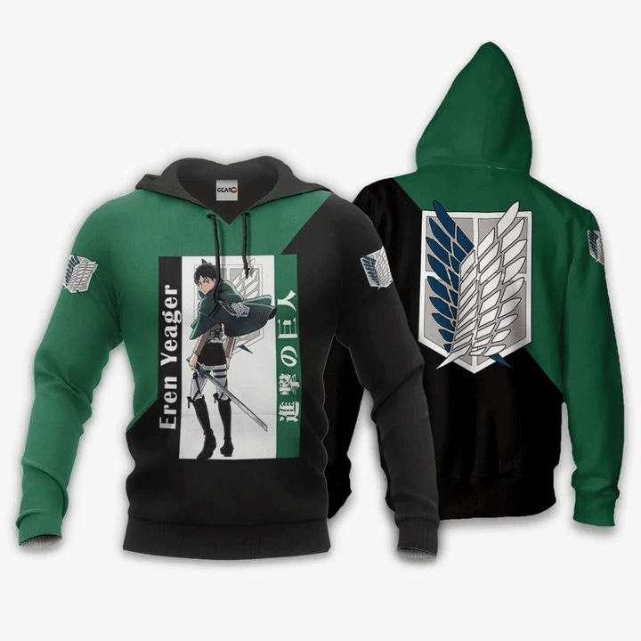 Eren Yeager Attack On Titan Anime Manga For Men And Women 3d Hoodie Zip Hoodie