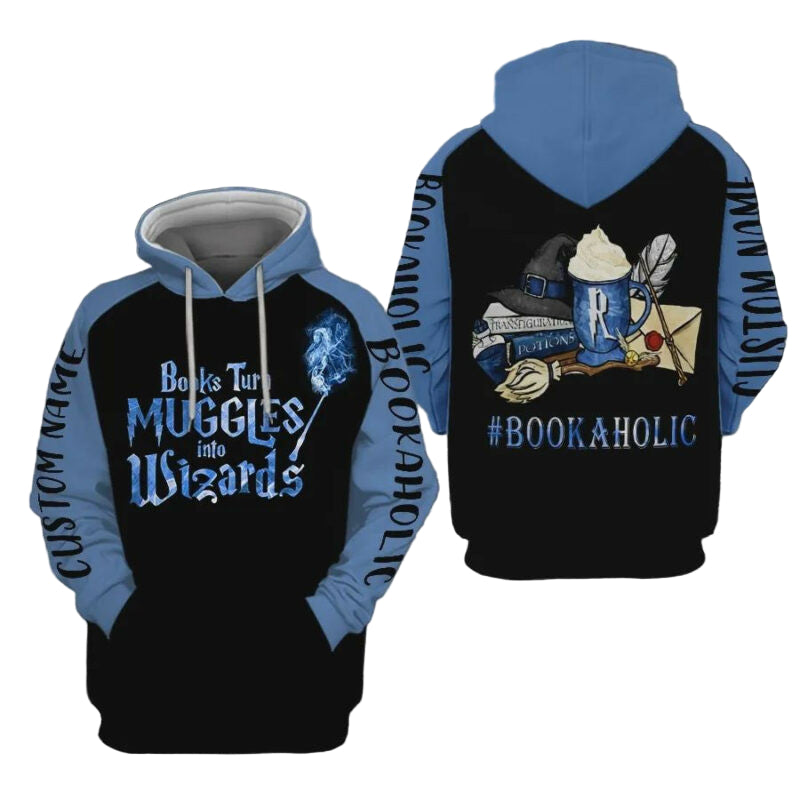 Personalized Custom Name Books Turn Muggles Into Wizards 3d All Over Print Hoodie, Zip-up Hoodie