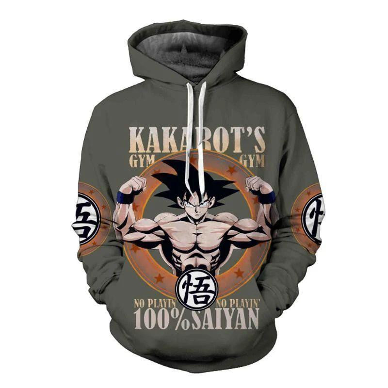 Dragon Ball Hoodie Goku Hoodie Kakarot's Gym 100 Percent Saiyan Goku Grey Hoodie Goku 3d Hoodie Zip Hoodie