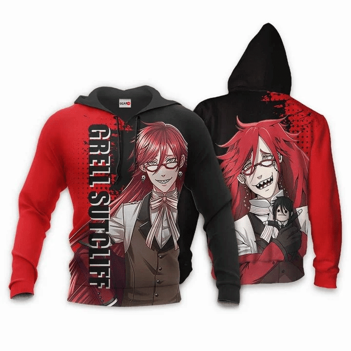 Grell Sutcliff Anime Manga Black Butler For Men And Women 3d Hoodie Zip Hoodie