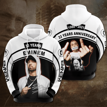 Eminem Rapper 33 Years Anniversary 1988 2021 Signature Design Gift For Fan Custom 3d Hoodie All Over Printed Hoodie