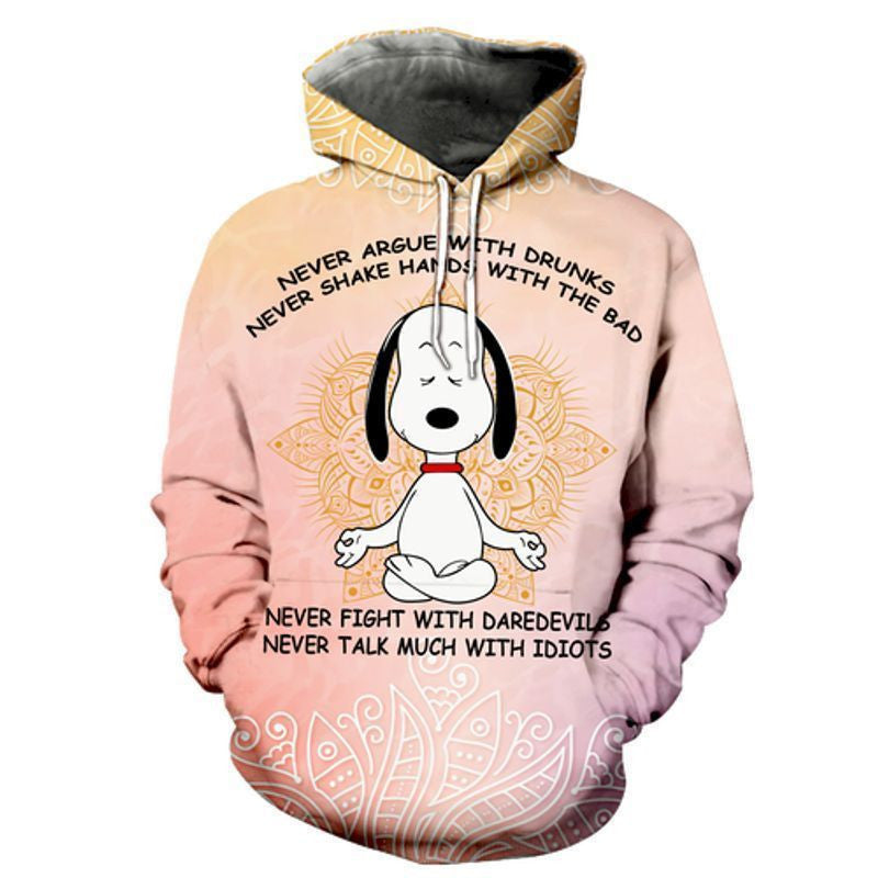 Disney Snoopy Never Argue With Drunks Never Shake Hands With The Bad Never Fight With Daredevils 3d Hoodie Zip Hoodie 978
