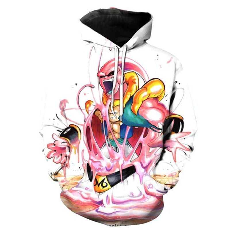 Gotenks Vs Super Majin Buu Dragon Ball Z Hooded Pocket Pullover 3d Hoodie