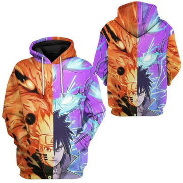 Naruto Sasuke Transforming Orange Purple 3d Hoodie Zip Hoodie