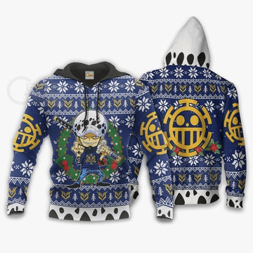 Trafalgar Law Ugly Christmas One Piece Anime Manga For Men And Women 3d Hoodie Zip Hoodie