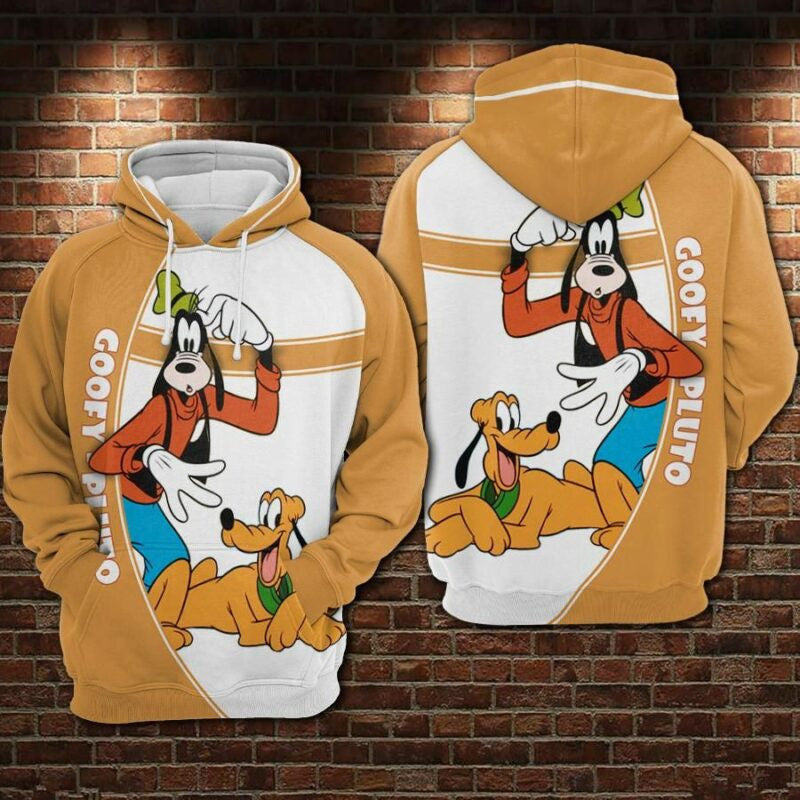 Goofy And Pluto Over Print 3d Hoodie Zip Hoodie
