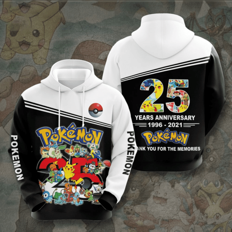 25 Years Anniversary Pokemon 3d Hoodie Zip Hoodie