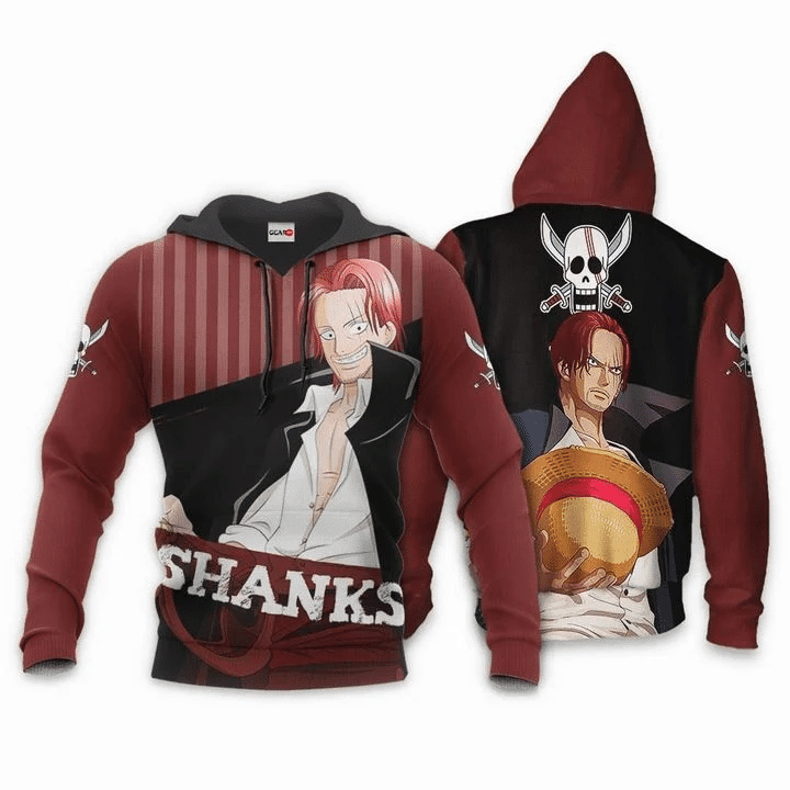 Shanks Red Haired One Piece Anime Manga For Men And Women 3d Hoodie Zip Hoodie