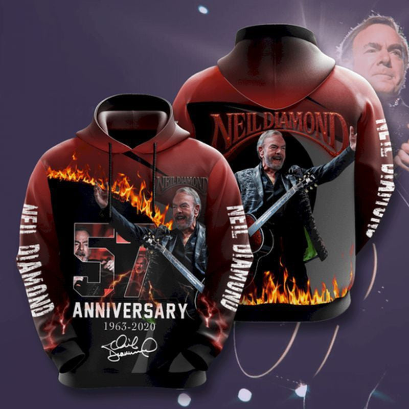 Neil Diamond 1963 2020 57th Anniversary Signature 3d Hoodie
