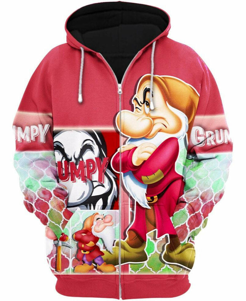 Grumpy Snow White And The Seven Dwarfs 3d Hoodie Zip Hoodie