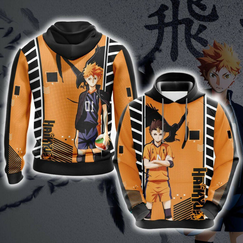 Haikyuu Hoodie Yu Nishinoya Hinata Shouyou Orange Black 3d Hoodie Zip Hoodie