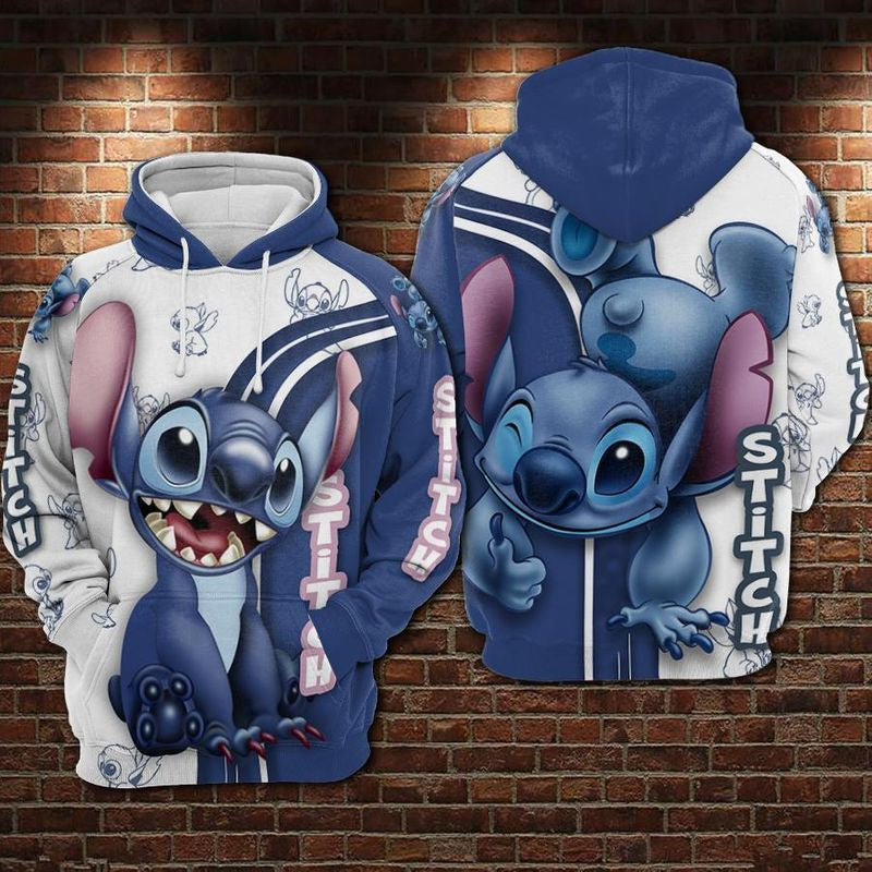 Stitch Wink Over Print 3d Hoodie Zip Hoodie