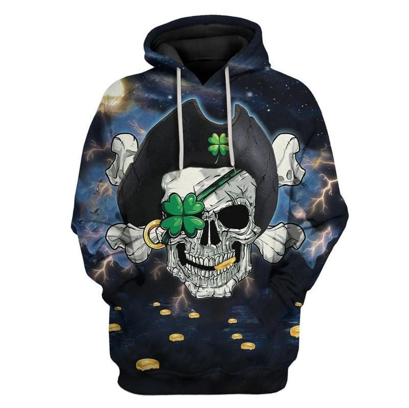 Pirate St Patrick's Day Over Print 3d Hoodie Zip Hoodie