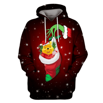 Grinch Twinkle Winnie The Pooh Hoodie Pooh In Sock Christmas Snowflakes 3d Hoodie Zip Hoodie