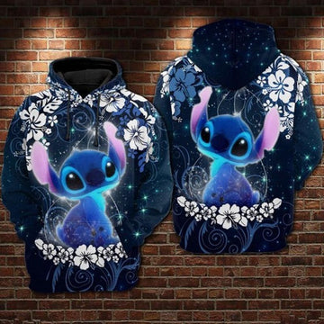 Lilo And Stitch Floral Disney Gift For Fan 3d All Over Printed Hoodie 1171
