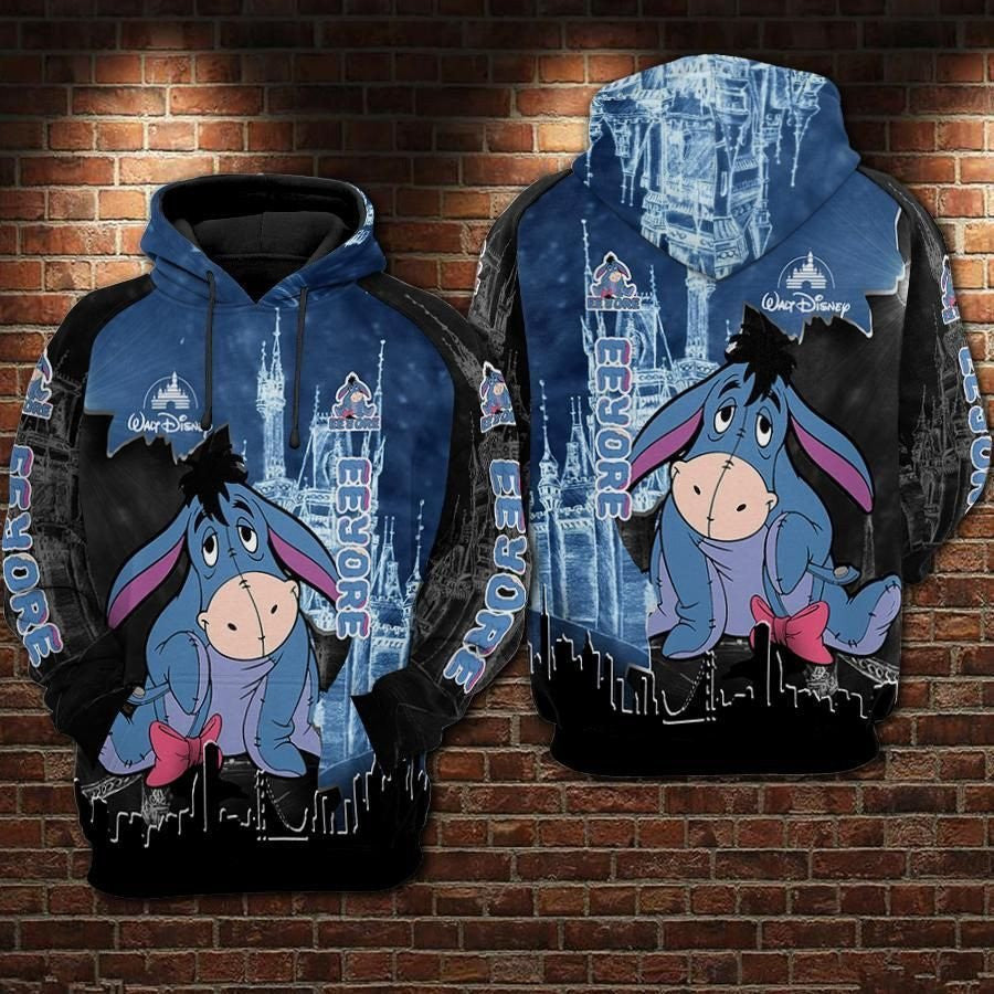 Eeyore Cartoon Winnie The Pooh Disneyland Over Print 3d Hoodie Zip Hoodie 736